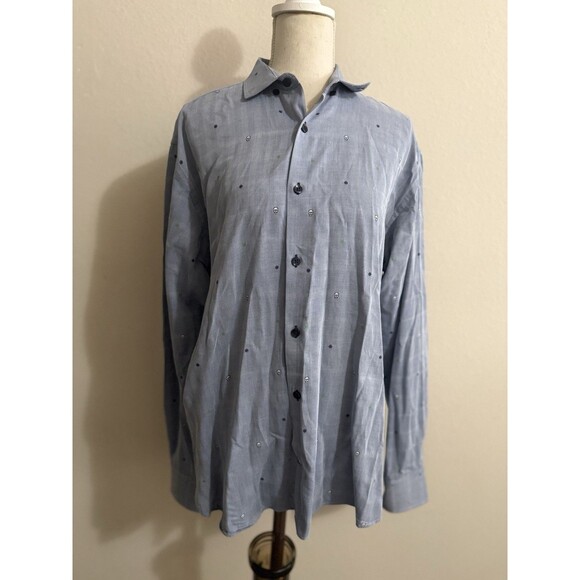Viscontt Black Men’s Large Long Sleeve Button Down Shirt - Picture 1 of 6